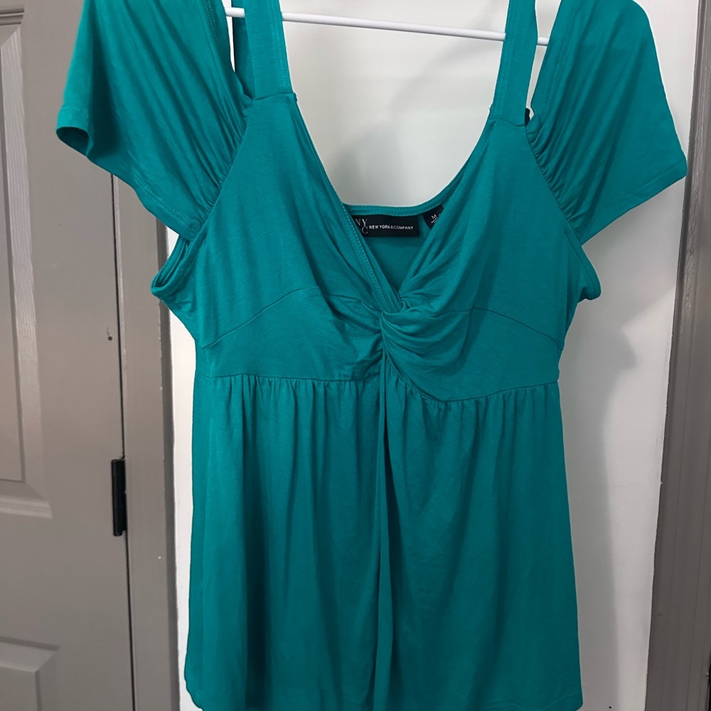 New York & Company Teal Blouse